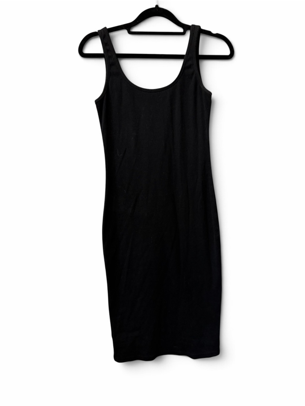 Classic Black Sleeveless Knee Length Fitted Bodycon Dress Size S